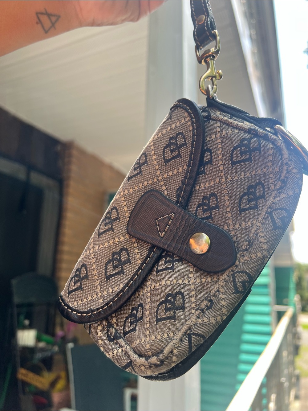 Dooney & Bourke Monogram Black & Gray Wristlet